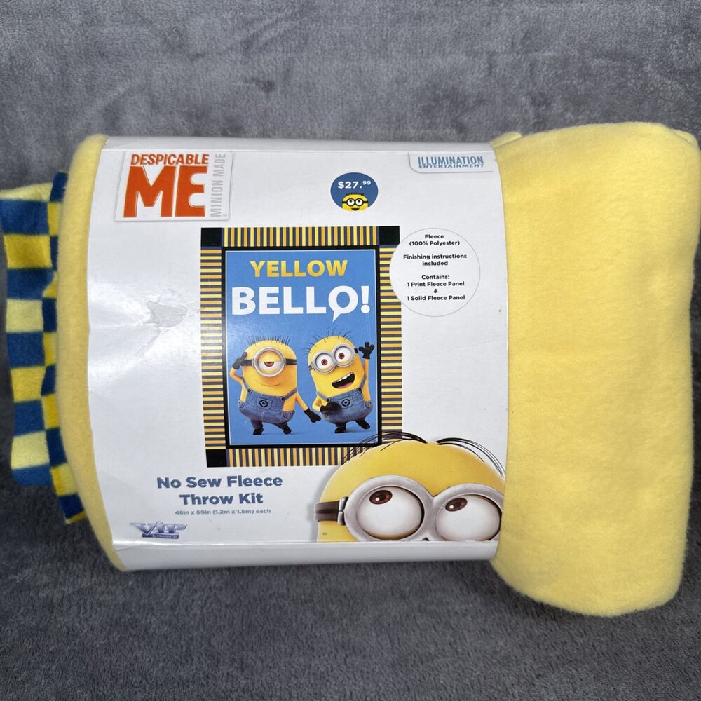 Minion No-Sew Fleece Throw Kit 48x60 Yellow Bello! Despicable Me